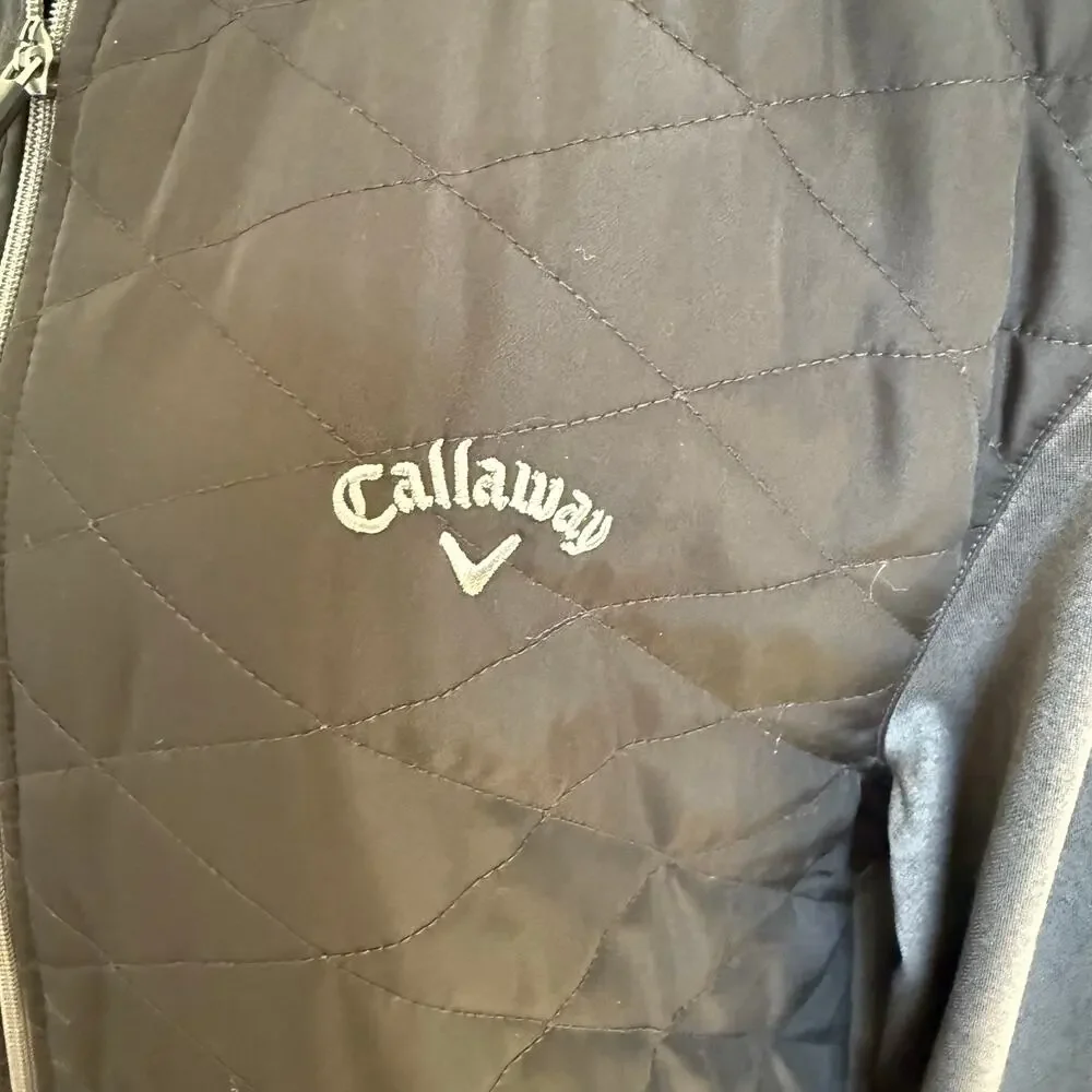 Callaway Jacket Men's Size Large Black Gray Full Zip Pockets Golf Quilted